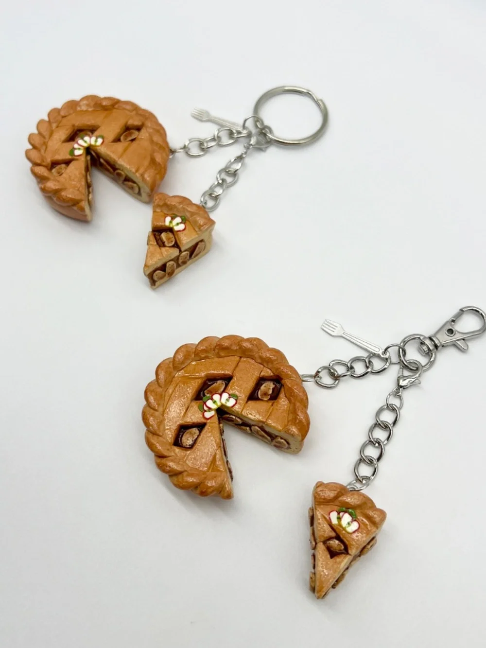 Pie Partner Duo Keychain Or Bag Clip Set | Handmade Matching Dessert Accessories
